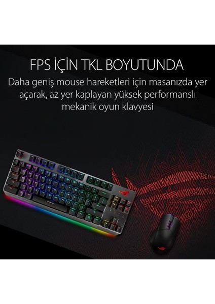 ASUS ROG STRIX SCOPE TKL KABLOLU MEKANİK RGB OYUNCU KLAVYESİ - NX MEKANİK, ALÜMİNYUM KASA, BİLEK DESTEĞİ, AURA SYNC