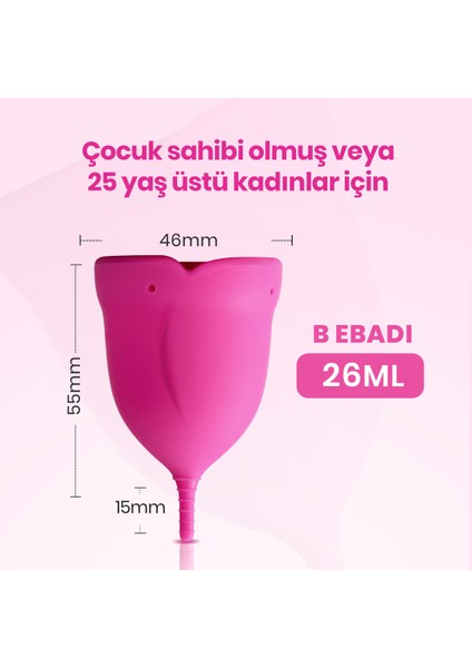 femometer® Adet Kabı - Medikal Sınıf Silikon Menstrual Cup / Regl Kabı (B Size)