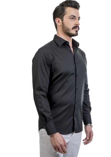Siyah Klasik Slim Fit Gömlek
