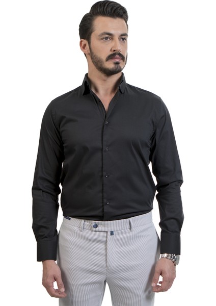 Siyah Klasik Slim Fit Gömlek fiyatları