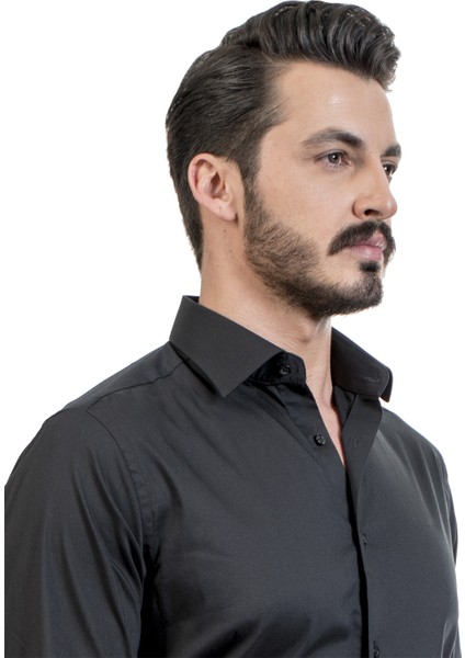 Siyah Klasik Slim Fit Gömlek modelleri