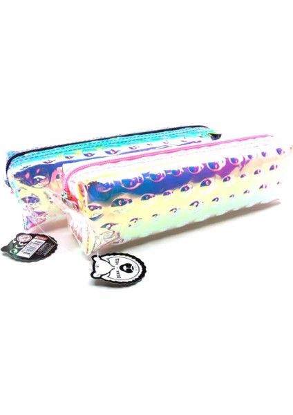 BD-KC0048 Şeffaf Kabartma Kalem Çantası Pembe - Mavi