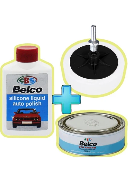 Belco Oto Pastası 500 gr + Oto Cilası 250 ml + Matkap Aparatı 3'lü Paste Cila Set