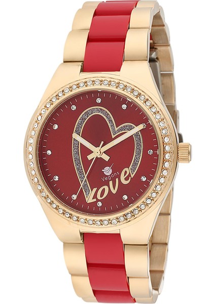 11214 Kalp Desenli Çelik Kordonlu Kadın Kol Saati