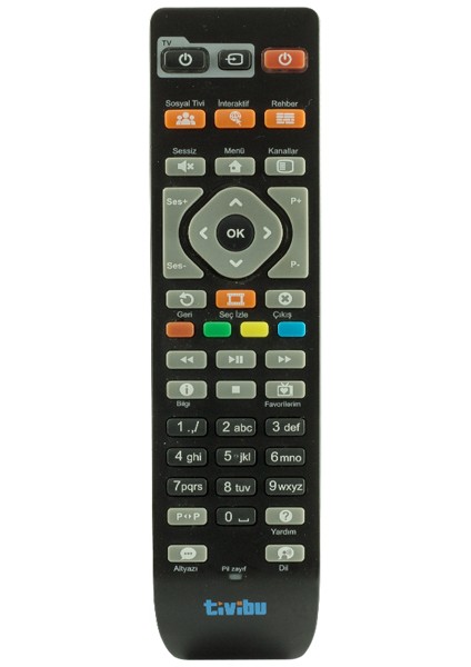 Kr Tivibu Airties Hd Blisterli Uydu Kumanda(Renkli Tuşlar Altta)(Menü Tuşu ve 1 Nolu Tuşa Bs (3 Pilli Aaa)