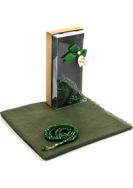Mevlid Hediye Seti - Tesbihli - Örtülü - Yeşil Renk