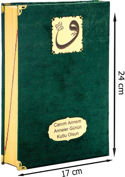 Anneler Günü Hediyesi Kadife Kaplı Kuranı Kerim - Sade Arapça - Orta Boy - Yeşil indirimleri