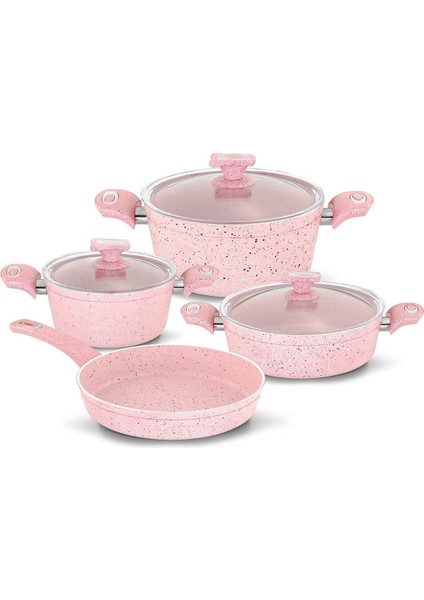 7 Parça Granit Set Pembe