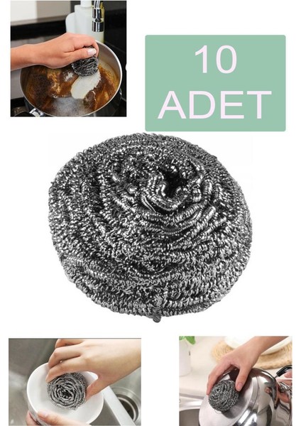 10 Adet Poşette Temizlik Ovma Teli Bulaşık Teli