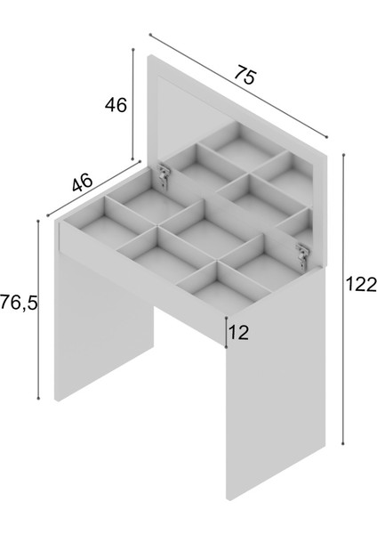Arya Miranda Mode Aynalı Beyaz Makyaj Masası