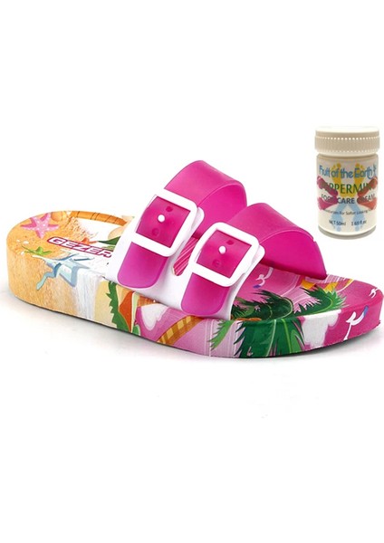 Gzr Kız Çocuk Plaj Ev Banyo Deniz Havuz Günlük Terlik 50ML Nane Ferahlığı Topuk Çatlağı ve Nasır Giderici Krem