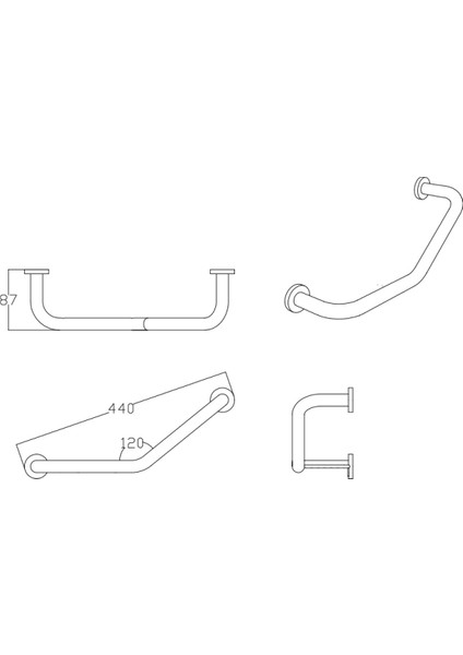 Tutunma Barı Açılı 440 mm