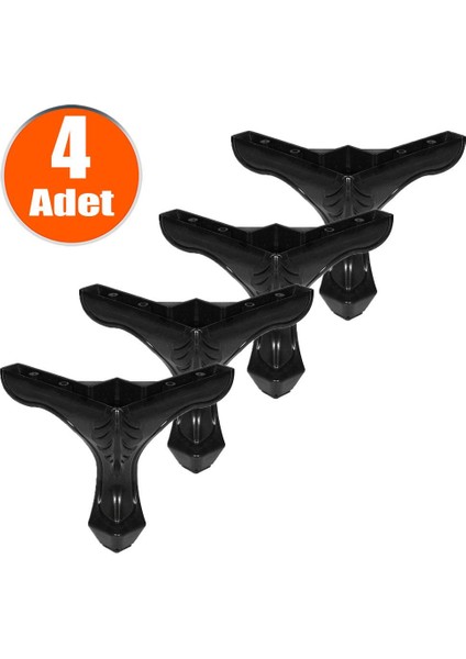 Lukens Mobilya Kanepe Masa Sehpa Puf Ayağı Siyah Baza Ayakları 14 Cm (4 Adet)