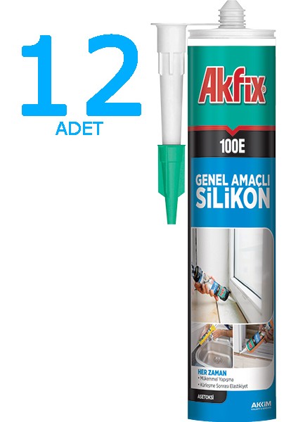 Şeffaf Silikon Genel Amaçlı 100E 280 ml (12 Adet)