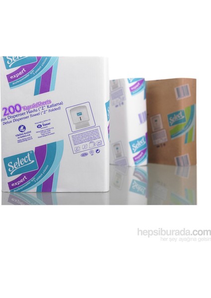 Expert Deluxe Z Katlama Kağıt Havlu Çift Katlı 23 x 21 cm 200'LÜ Yaprak Koli