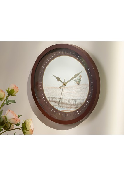 Butterfly Duvar Saati 30 cm Kahve