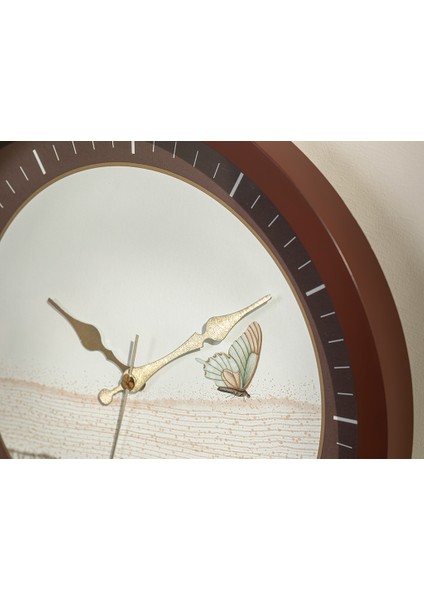 Butterfly Duvar Saati 30 cm Kahve