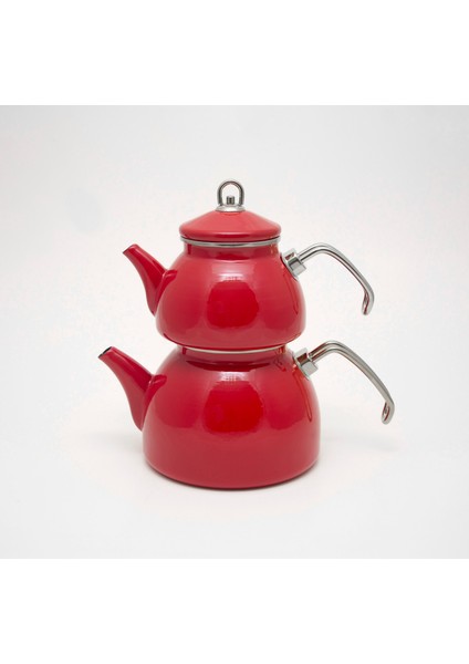 Retro Emaye Kırmızı Çaydanlık