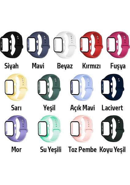 Apple Watch Uyumlu 4-5-6 40MM Silikon Kordon Kayış ve Ekran Koruyucu Kılıf