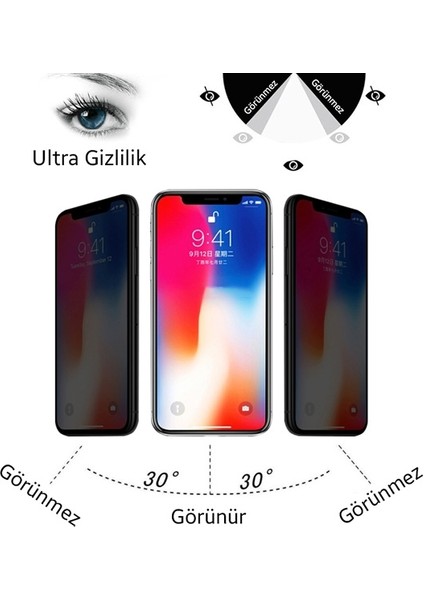 Iphone 11 Pro Max - Xs Max Privacy Gizli Hayalet Tempered Cam Ekran Koruyucu AL-34222