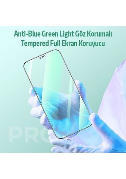 Iphone 12 Pro Max Anti -Blue Green Light Göz Korumalı Tempered Full Ekran Koruyucu AL-34271 modelleri