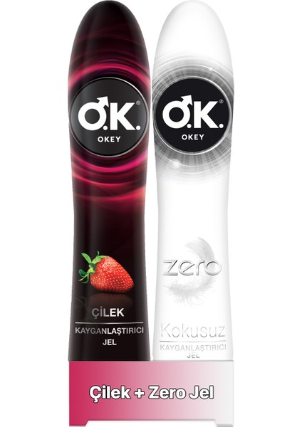 Kayganlaştırıcı Jel Çilek 100 Ml+Okey Kayganlaştırıcı Jel Zero 100 ml