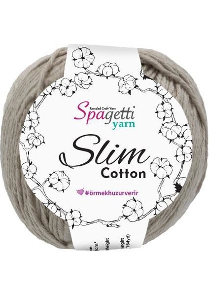 Spagettiyarn Koyu Bej Slim Cotton İp 50 gr