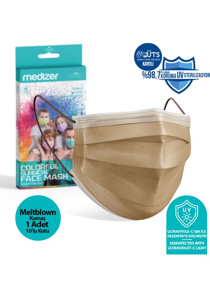 Meltblown Sütlü Kahverengi Cerrahi Maske