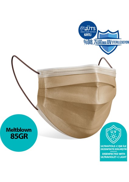 Meltblown Sütlü Kahverengi Cerrahi Maske fiyatları