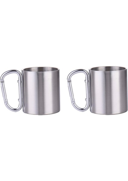 2 li Karamina 180 ml. Çift Kat Çelik Kamp Bardağı Fincanı cin230