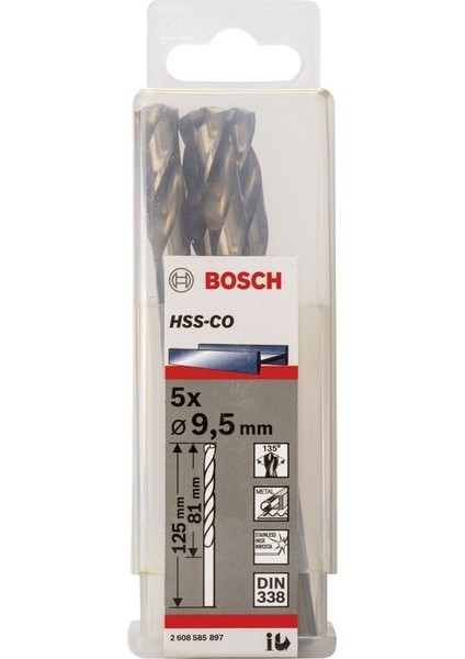 Hss-Co Metal Matkap Ucu 9,5 x 125 mm 5'li fiyatları