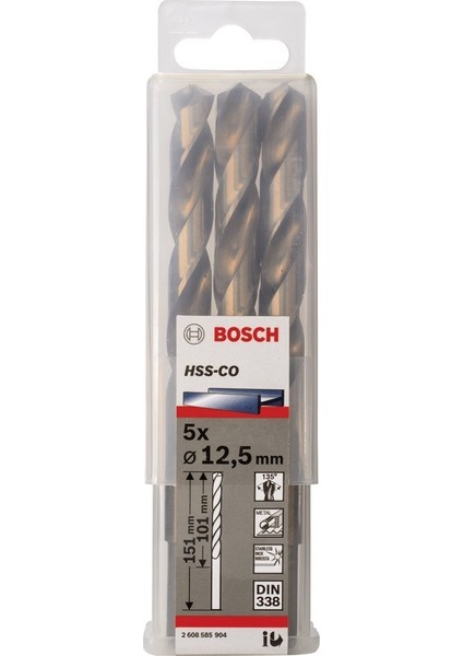 Hss-Co Metal Matkap Ucu 12,5 x 151 mm 5'li fiyatları