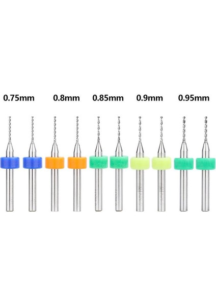 Mikro Karbür Pcb Matkap Ucu Metal Cnc Sondaj 10LU Set 0.75-0.95MM