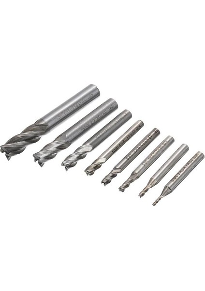 Hss Düz Shank 4 Flüt End Mill Kesici Cnc Uç 8 Li Set 2MM-12MM