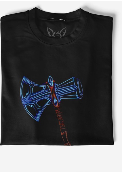 Thor Mjolnir Dijital Resimli Baskı Hammer Siyah Tshirt fiyatları
