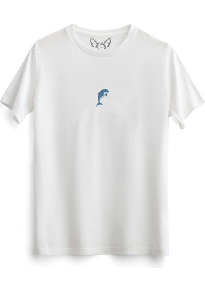 Animal Yunus Balığı Dijital Baskılı Beyaz Tshirt