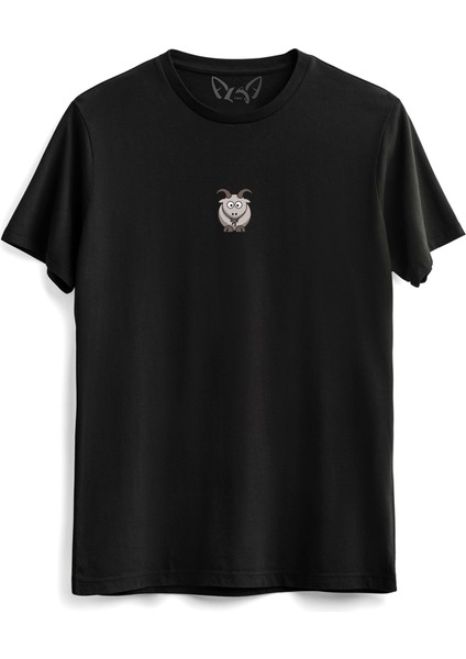 Animal Keçi Dijital Baskılı Çocuk Siyah Tshirt