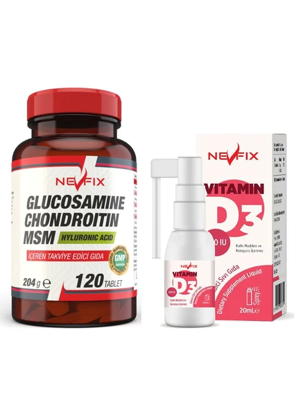 Glucosamine Chondroitin Msm 120 Tablet & Vitamin D3 400 Iu 20 ml Sprey (Sıvı)