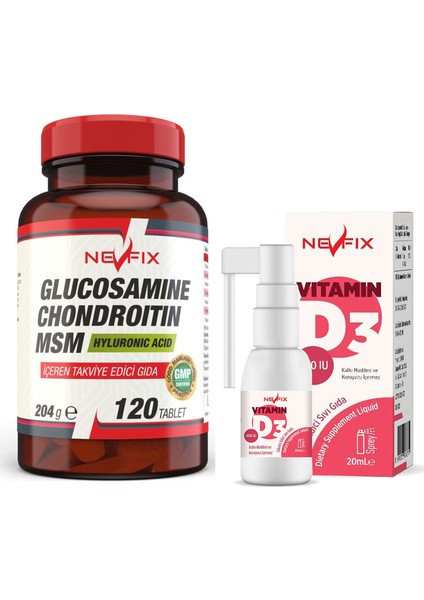 Glucosamine Chondroitin Msm 120 Tablet & Vitamin D3 400 Iu 20 ml Sprey (Sıvı)