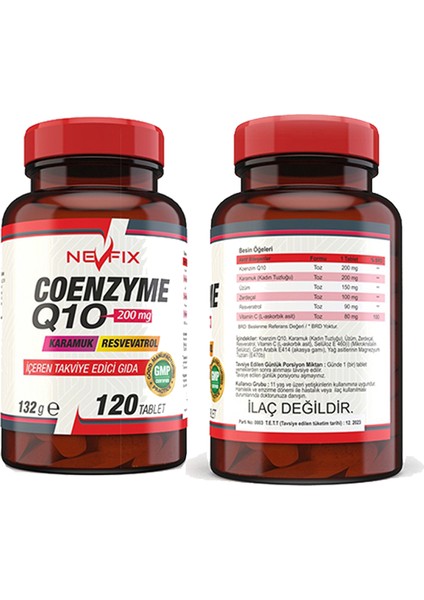 Vitamin D3-K2 120 Tablet & Coenzyme Q10 200 Mg Koenzim Resveratrol Q10 Karamuk 120 Tablet