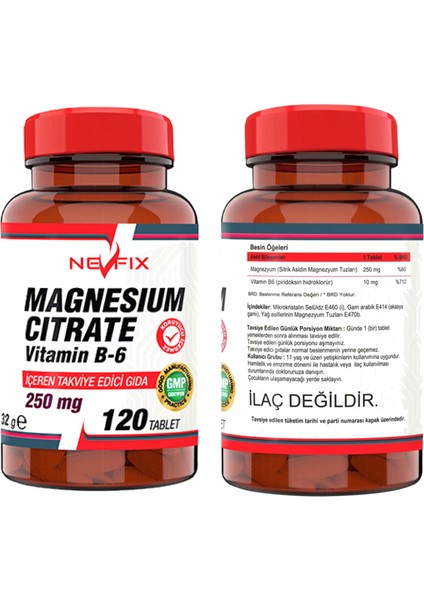 Vitamin D3-K2 120 Tablet & Magnesıum Cıtrate Vitamin B-6 120 Tablet