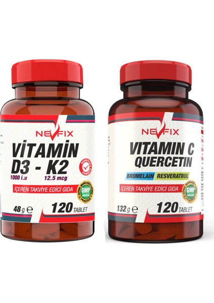 Vitamin C Quercetin Bromelain 120 Tablet & Vitamin D3-K2 120 Tablet