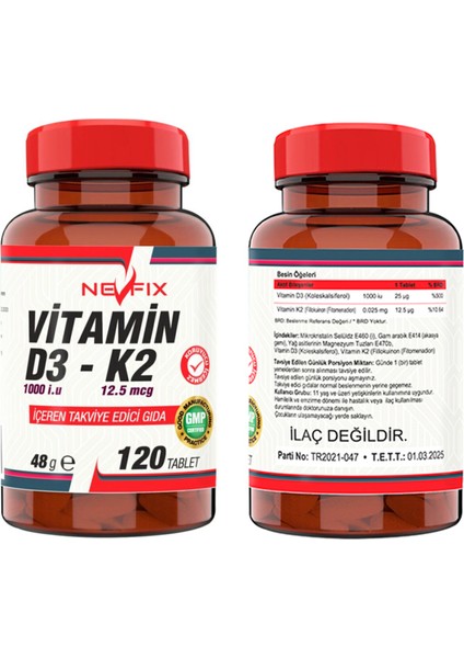 Vitamin C Quercetin Bromelain 120 Tablet & Vitamin D3-K2 120 Tablet