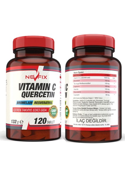 Vitamin C Quercetin Bromelain 120 Tablet & Vitamin D3-K2 120 Tablet