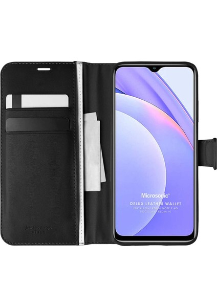 Xiaomi Redmi 9t Kılıf Delux Leather Wallet Siyah