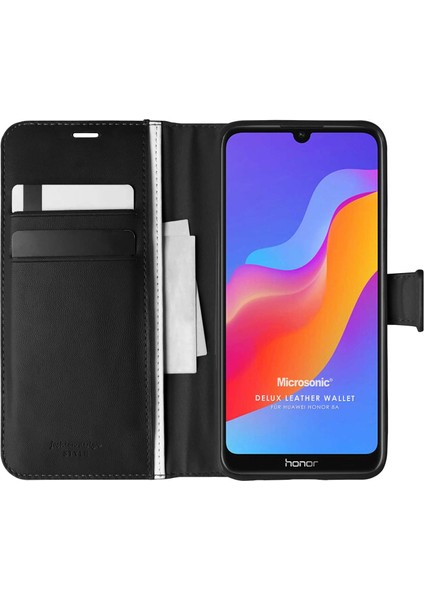 Huawei Y6 2019 Kılıf Delux Leather Wallet Siyah