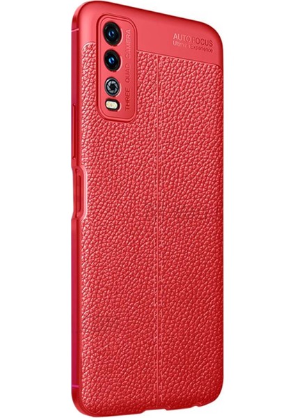 Vivo Y11S Kılıf Deri Dokulu Silikon Kırmızı fiyatları