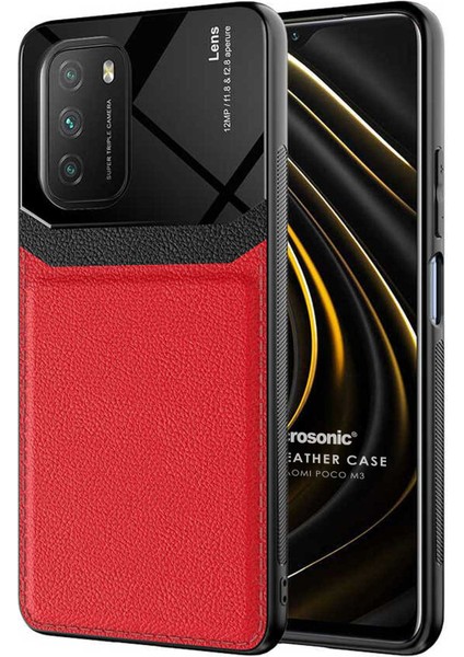 Xiaomi Poco M3 Kılıf Uniq Leather Kırmızı
