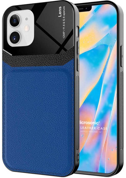 Apple iPhone 12 Kılıf Uniq Leather Lacivert