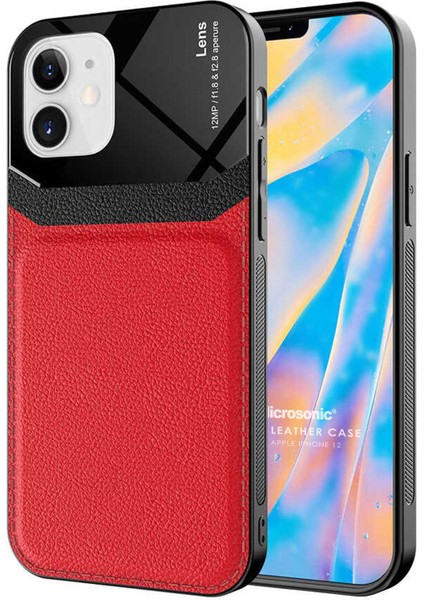 Apple iPhone 12 Kılıf Uniq Leather Kırmızı